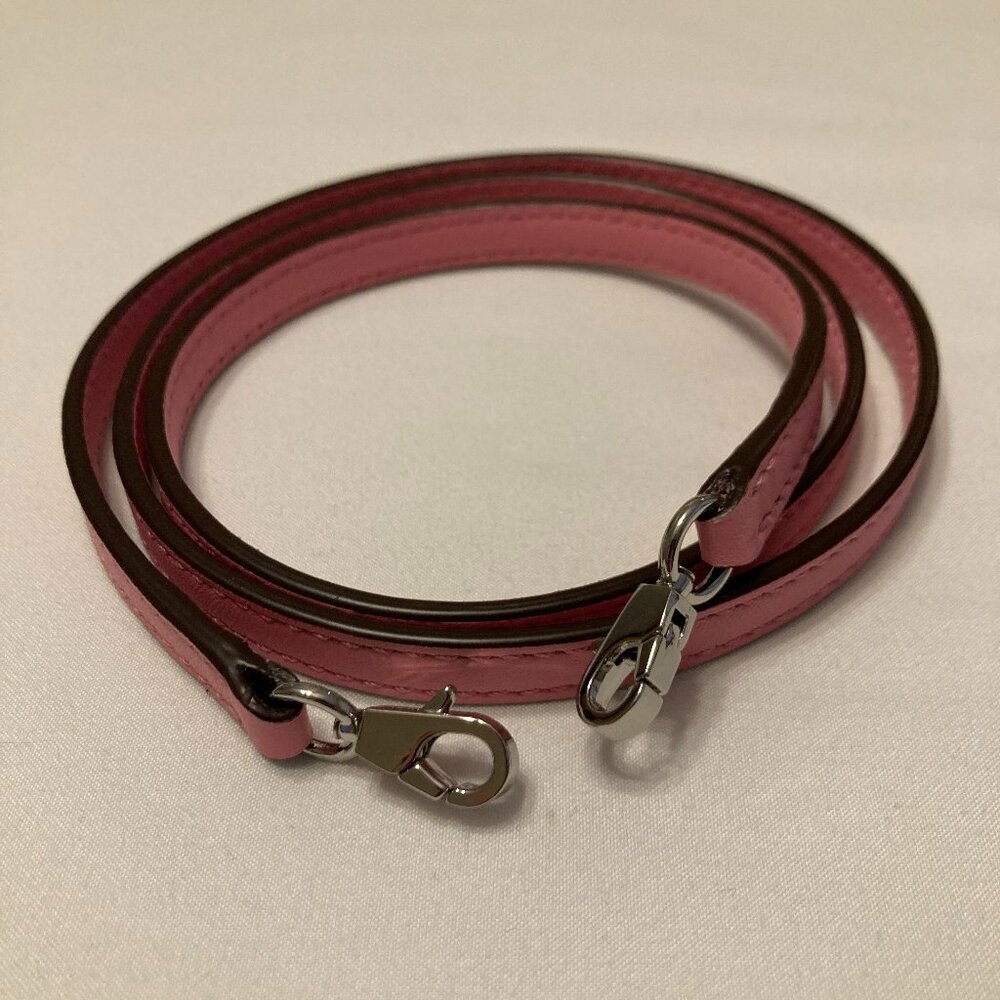 Swift leather bag strap pink 1cm (Handmade for mini kelly bag) - NEW